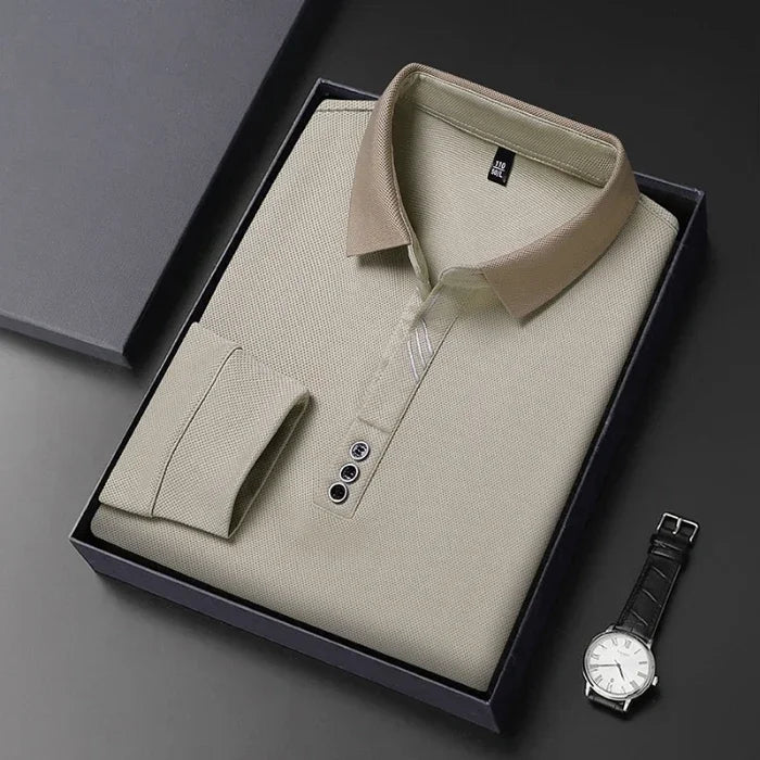 Camisa polo casual, manga longa